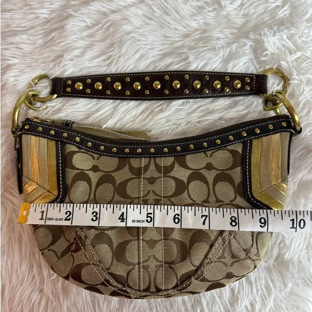 y2k Coach Vintage Brown Stud Gold Hobo Mini Purse Shoulder Bag